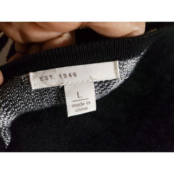 Est. 1946 Womens Black Animal Print Cotton Round Neck Long Sleeve Sweater Large - Picture 7 of 12